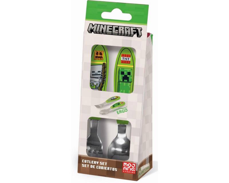 Minecraft Kinderbesteck Minecraft Core Metall-Ergo-Besteckset, 2-teilig (2-tlg), Edelstahl von Minecraft