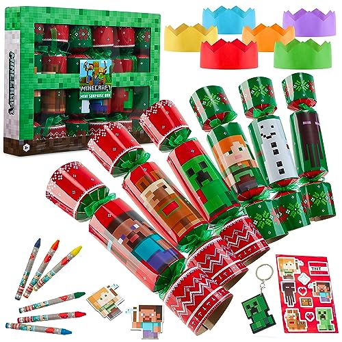 Minecraft Knallbonbon Weihnachten, 6 Stück, Creeper-Knallbonbons für Kinder, Knaller mit Gamer-Geschenken von Minecraft