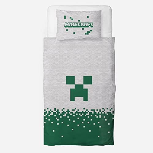 Minecraft Character World Offizielles Bettwäsche-Set für Einzelbett, Pixel-Design, wendbar, zweiseitig, inkl. passendem Kissenbezug, Gaming-Einzelbett, Polycotton von Character World