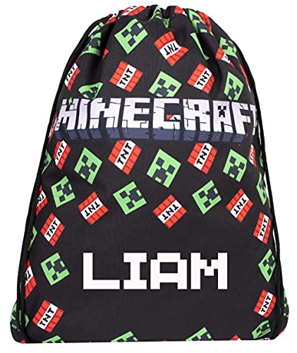 Minecraft - Personalisierte Kordelzug Taschen - Große Schule Tasche und Turnbeutel für Kinder - Offizielle Merchandise - Personalisierte Turnbeutel Fanatics von Minecraft