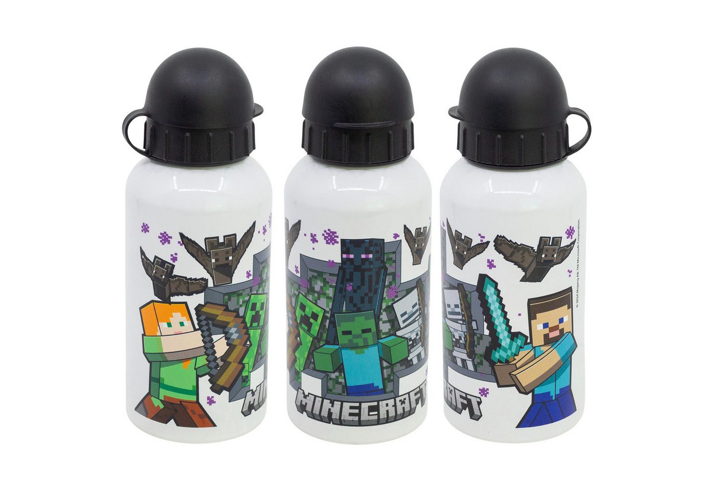 Minecraft Trinkflasche Minecraft Steve Alex Creeper Kinder Aluminium Trinkflasche 400 ml von Minecraft