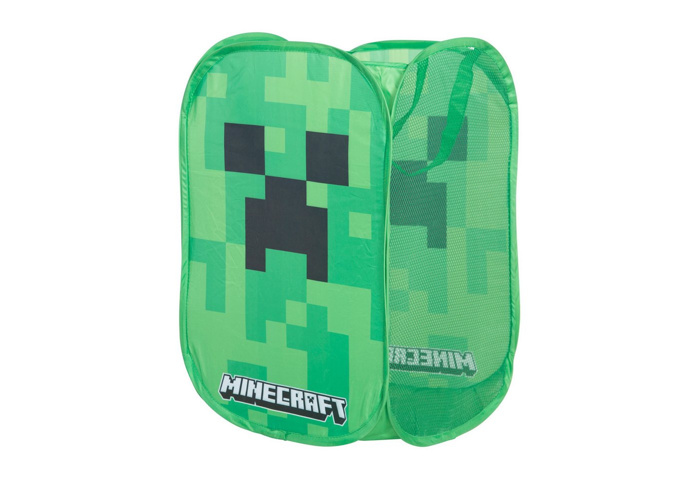 Minecraft Wäschekorb aus Stoff - Wäschebox - Faltbar mit 2 Hänkeln - Mit Creeper Motiv, - perfektes Geschenk für Kinder & Fans des Spiels von Minecraft