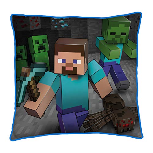 Minecraft Zweiseitiges, quadratisches Kissen, ideal für jedes Kinderzimmer oder Schlafzimmer, Mehrfarbig von Minecraft
