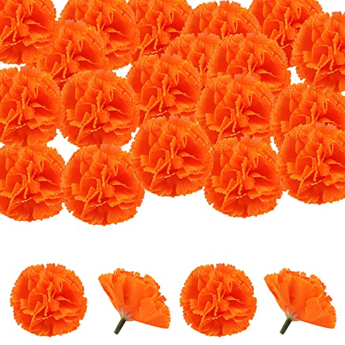 Minelife 50 Stück Ringelblume Blütenköpfe Bulk Künstliche Ringelblume Seide Gefälschte Ringelblume Ringelblume Blütenköpfe für Hochzeit, Ringelblumengirlande Herstellung, Dia de Los Muertos Dekor, von Minelife