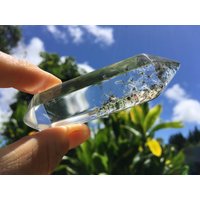 Epidot Sterne in Poliertem Bergkristall, Indonesien ~ Kleiner Fund Veränderter Seltener Quarz Doppelend Endend von MineralAmorphia