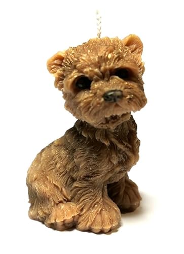 Tierkerzen aus Rapswachs - Hund, Katze, Eule, originelle Deko-Kerzen für Tierliebhaber (Hund, Dunkelbraun) von Minéraux et Cristaux