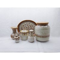 Vintage Cornish Fosters & Presingoll Pottery Blonde Wabenware ~ Platte, Vase, Keksfass, Pfefferstreuer, Senftopf, Vorratsglas von KitchenDresser