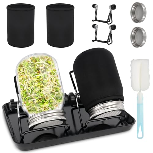 Mineup Seed Sprouting Jar Kit, 2 Complete Mason Jar Sprouting Kit 473.6 g with Stainless Steel Strainer Lids Stands Durable Bean Sprouts Growing Kit for Growing Bean Sprouts Broccoli Seeds Alfalfa Mineup Seed Sprouting Jar Kit, 2 Complete Mason Jar Sprouting Kit 473.6 g with Stainless Steel Strainer Lids Stands Durable Bean Sprouts Growing Kit for Growing Bean Sprouts Broccoli Seeds Alfalfa von Mineup