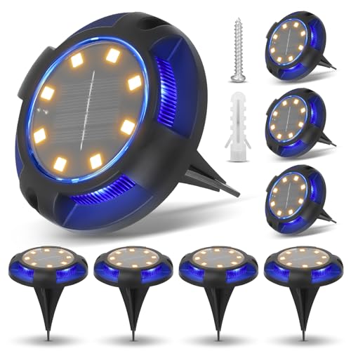 Mineup Solar Bodenleuchten Aussen, 12 LEDs Wasserdicht Led Solar Gartenleuchten, 8 Stück Solarleuchten Garten, Bodenleuchte Solar Außen, Solarlampen für Außen Rasen Auffahrt Gehweg Patio Garten von Mineup