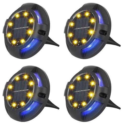 Mineup Solar Gartenleuchte Bodenleuchten 4 Stück, 12 LED Solar Bodenleuchten Aussen, IP65 Wasserdicht Bodenleuchte für Garten Auffahrt Rasen Gehweg Patio von Mineup