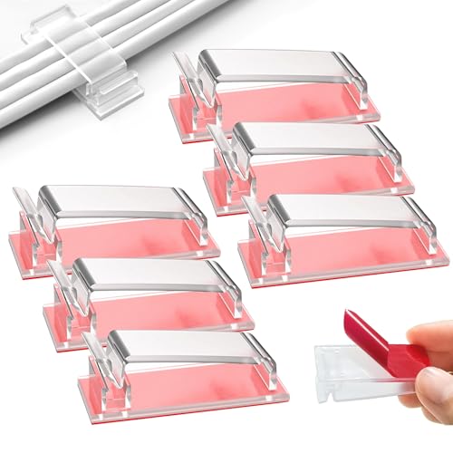 Minfuerang 60 Stück Kabel Clips,Kabelhalter,Selbstklebend für Kabelmanagement am Schreibtisch,im Büro oder Zuhause (Transparent) von Minfuerang