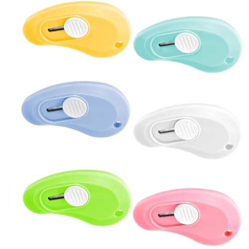 6 Stück Mini Cuttermesser Klein Paketöffner Utility Messer Tragbar Kartonöffner Box Cutter für Pappe,Papier,Schachtel,Paket,Papierschnitt von MingFontec
