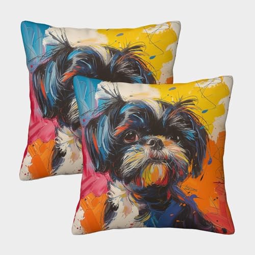 Shih Tzu. Kissenbezüge 2er-Set Dekorativ Polyester Für Männer Für Schlafzimmer Auf Outdoor 40x40cm von MingSheng