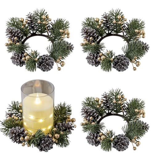 4 Stück Weihnachten Kerzenringe - Künstliche Kerzengirlande Für Stumpenkerzen, Tisch - Kerzenkranz Und Kerzenhalter 4 Stück Weihnachten Kerzenringe - Künstliche Kerzengirlande Für Stumpenkerzen, Tisch - Kerzenkranz Und Kerzenhalter von Mingchengheng
