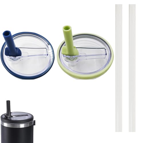 Ersatzdeckel für 40oz Becher - Wiederverwendbarer Auslaufsichere und Staubdichte Tumbler Abdeckungen Becher mit Strohhalm Deckel Ersatzdeckel für 40oz Cup Zubehör (Blau+Grün) von Mingchengheng