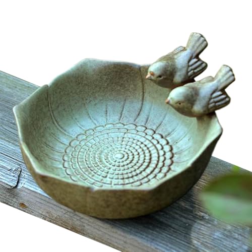 Keramik Vogeltränken Für Garten Und Terrasse, Garten Outdoor Vogelbad Mit Futterschale, Multifunktionales Künstlerisches Boden Vogelfuttertablett Für Schmetterlinge Und Vögel von Mingchengheng