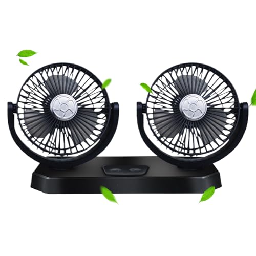 Mingchengheng Auto Ventilator - 12V USB Doppelkopf Autolüfter, Tragbarer Autolüfter, 360° Drehen Gebläse Klimaanlage Fan Wenig Lärm Auto Lüfter 3-Gang Doppellüfter Für Auto Home Ventilator, Schwarz Mingchengheng Auto Ventilator - 12V USB Doppelkopf Autolüfter, Tragbarer Autolüfter, 360° Drehen Gebläse Klimaanlage Fan Wenig Lärm Auto Lüfter 3-Gang Doppellüfter Für Auto Home Ventilator, Schwarz von Mingchengheng