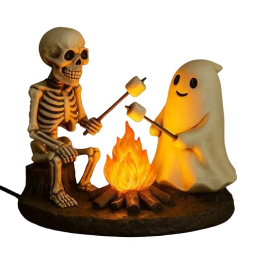 Mingchengheng Halloween Geisterlagerfeuer-Nachtlampe | Skelett Spuk Kunstfeuer Atmosphäre Nachtlampe, Niedliche Geisterlampe,Beleuchtung Für Schreibtisch Nachttisch Dekoration von Mingchengheng