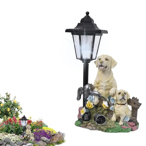 Mingchengheng Hund Figur Mit Solarlampen Gartendeko Für Draußen - Dog Gartenfiguren Mit Solarlaterne Garten Deko,Sammelskulptur, Tierdekoration Für Terrassenhof, Balkondekorationen,(B#) von Mingchengheng