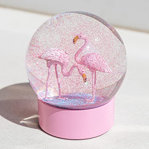 Mingfuxin Schneekugel, rosa Flamingos, Schneekugel für Kinder, Glitzer-Glas-Schneekugeln für Frauen und Mädchen, Schneekugeln für Zuhause, Büro, Tischdekoration, 100 mm, rosa Flamingo-Dekorationen von Mingfuxin