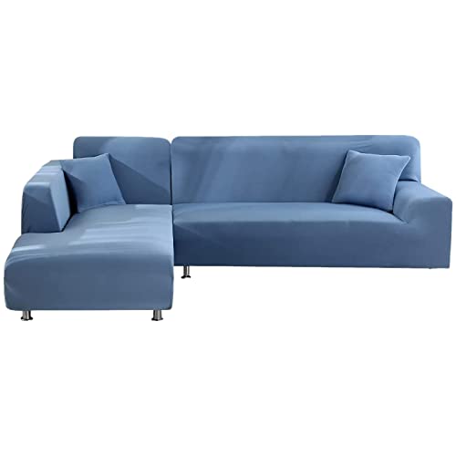 Mingfuxin Sektionale Couchbezüge, Stretch-Sofa-Schonbezüge, L-förmig, rutschfest, Ecksofabezug, Chaiselonge-Schutz mit 2 Kissenbezügen für L-Typ-Sofa, Couch (2-Sitzer + 3-Sitzer) von Mingfuxin