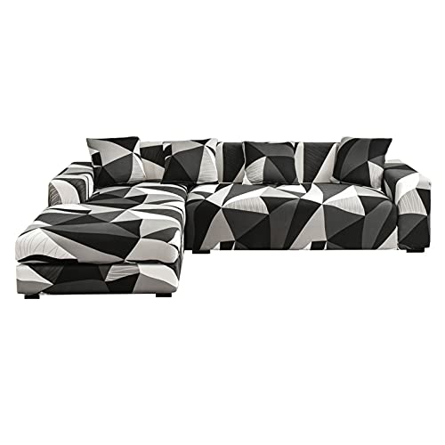 Mingfuxin Sofa-Schonbezüge, Elastische Stretch-Sofabezüge Überwürfe, Abschnitts-Sofabezüge Ecksofa Schonbezug Möbelschutz with 2 Stücke Kissenbezug für 3 Sitzer + 3 Sitzer L-förmige Sofa von Mingfuxin