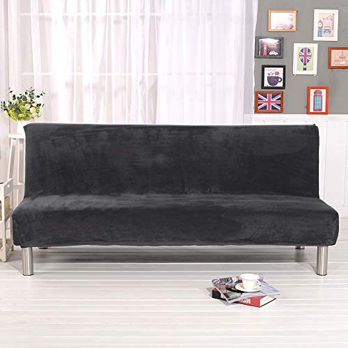 Mingfuxin Armless Schlafsofa-Bezüge,Samt Plüsch Stretch Futon Schonbezug, Anti-Rutsch-Couchabdeckungen Möbelschutz für klappbares Schlafsofa mit 2-3 Sitzplätzen ohne Armlehnen von Mingfuxin