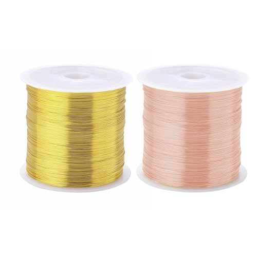 100m x 2 Spule Schmuckdraht 0.4mm,Minging Basteldraht Dünn Lichtbeständig Und Leicht Zu Schneiden Schmuckdraht Gold Silber Schmuck Draht Schmuckherstellung Bastelarbeiten Kupferdraht Basteldraht von Minging
