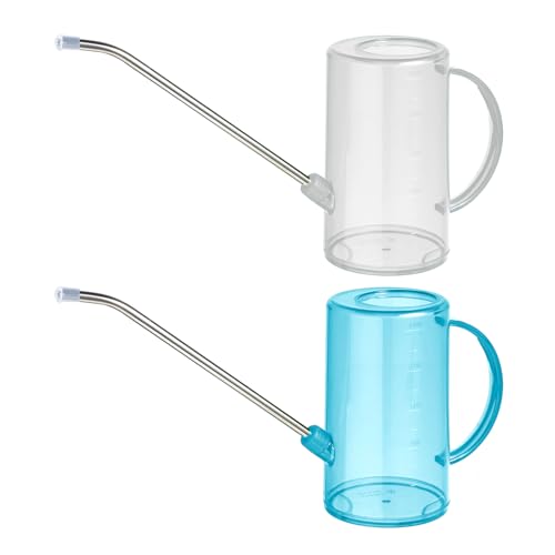 2er Pack Edelstahl Langer Auslauf Giesskanne,Minging1L Blumengießkanne Klein Garten Gießkanne Kunststoff Watering Can für Haus Bonsai Gartenblume Outdoor-Pflanzen Giesskanne für Zimmerpflanzen von Minging