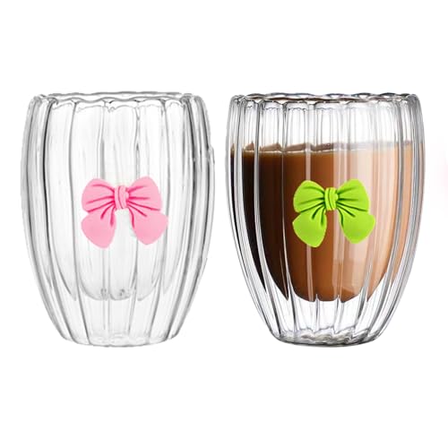 Minging Latte Macchiato Gläser, 2 Stück 350ml Doppelwandige Kaffeegläser Thermotasse Thermogläser Teegläser Doppelwandig Teegläser Kaffeetasse Thermoglas Teeglas Doppelwandig Kaffee Gläser von Minging