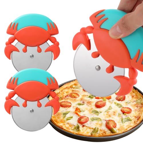 Pizzaschneider,Minging 2 Stück Krabbenförmiges Pizzaschneider Lustig Pizzamesser Lustige Pizza Schneider Ovaler Griffform Für Angenehme Handhabung Cutter Hochwertige Schneidemesser Messer Pizzaroller von Minging