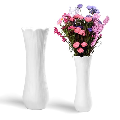 Weiß Keramik Vase für Dekoration,Minging Keramik Modern Vase Vase für Pampasgras Modern Keramik Dekovase für Wohnzimmer Schlafzimmer Dekoration Einfach Nordic Stil Porzelan Tulpenvase (Weiß) von Minging