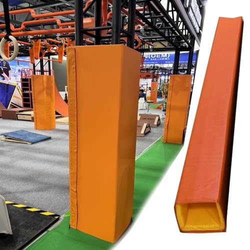 Basketballstangen Polster 20x20 25x25 30x30 cm Quadratische Stangenpolster für Fitnessstudios, Hochleistungs-Basketballstangenpolster zum Schutz der Spieler, Orangefarbene(H:60"/152cm,10x10in/25x25cm) von Minglez