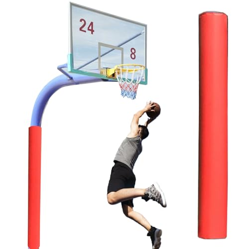 Basketballstangen Polster Basketball-Polsterung, 76 89 114 140 mm, Runde Kellerstangenabdeckung für Metallstangen, Dekoration, Schaumstoff-Garagenstangenpolsterung(Red,165mm/6.5inch) von Minglez