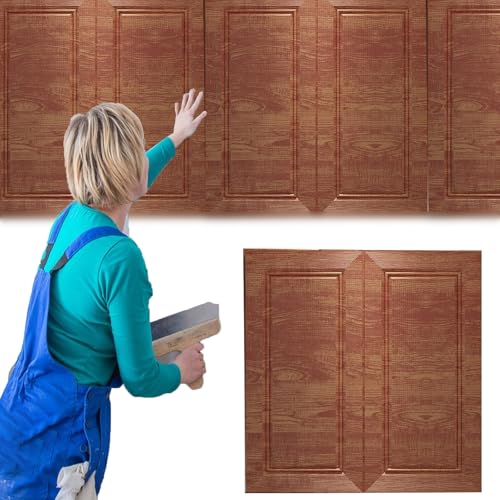 Minglez Deckenfliesen Selbstklebende 3D-Deckentapete für Innenwände, Wohnzimmer/Schlafzimmer/Küchendeckenpaneele, 5 mm Dick, Abgehängte Deckenplatten, 700 x 700 mm(Brown,15 Pack) von Minglez