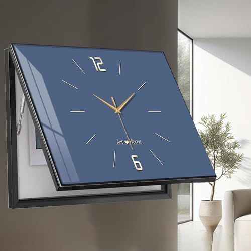 StromzäHlerabdeckung Dekorative Zählerkastenabdeckung zum Verstecken von Elektrokästen, Horizontale Sicherungskastenabdeckung mit Uhr, Schalttafeldeckel(Blue/B,55x45cm(21 5/8x17 3/4")) von Minglez