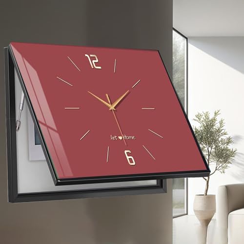 StromzäHlerabdeckung Dekorative Zählerkastenabdeckung zum Verstecken von Elektrokästen, Horizontale Sicherungskastenabdeckung mit Uhr, Schalttafeldeckel(Red,60x40cm(23 5/8x15 3/4")) von Minglez