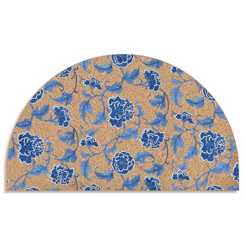 Mingnei Blue Chinoiserie Fußmatte aus Kokosfaser, halbrund, für Zuhause, Hauseingang, Grand Millenial blaue Blumen-Bodenmatten für den Außenbereich, Eingangsbereich, 76,2 x 43,2 cm, Willkommensmatte Mingnei Blue Chinoiserie Fußmatte aus Kokosfaser, halbrund, für Zuhause, Hauseingang, Grand Millenial blaue Blumen-Bodenmatten für den Außenbereich, Eingangsbereich, 76,2 x 43,2 cm, Willkommensmatte von Mingnei