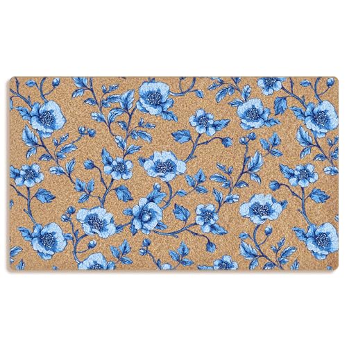 Mingnei Chinoiserie Fußmatte aus Kokosfaser, für Zuhause, Hauseingang, blaue Chinoiserie-Blume, botanische Bodenmatten für den Außenbereich, Eingangsbereich, 76,2 x 43,2 cm, Willkommensmatte Mingnei Chinoiserie Fußmatte aus Kokosfaser, für Zuhause, Hauseingang, blaue Chinoiserie-Blume, botanische Bodenmatten für den Außenbereich, Eingangsbereich, 76,2 x 43,2 cm, Willkommensmatte von Mingnei