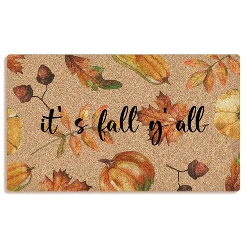 Mingnei Fußmatte mit Ahornblatt-Kürbismotiv, für Zuhause, Hauseingang, Bauernhaus, It's Fall Y'all, Herbst-Kürbis-Fußmatten für den Außenbereich, Eingangsbereich, 76,2 x 43,2 cm, Willkommens-Fußmatte Mingnei Fußmatte mit Ahornblatt-Kürbismotiv, für Zuhause, Hauseingang, Bauernhaus, It's Fall Y'all, Herbst-Kürbis-Fußmatten für den Außenbereich, Eingangsbereich, 76,2 x 43,2 cm, Willkommens-Fußmatte von Mingnei