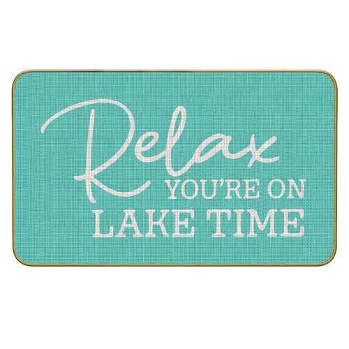 Mingnei Fußmatte mit Aufschrift "Relax You're On Lake Time", für Zuhause, Küche, Eingang, nautisches Seehaus, Küche, Bodenmatten für vorne drinnen und draußen, 76,2 x 43,2 cm, Willkommensmatte, von Mingnei