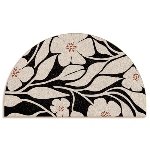 Mingnei Fußmatte mit Boho-Blumenmuster, Kokosfaser, halbrund, für Zuhause, Hauseingang, Boho, abstrakte schwarze und beigefarbene Blumen-Bodenmatten für den Außenbereich, Eingangsbereich, 76 x 43 cm Mingnei Fußmatte mit Boho-Blumenmuster, Kokosfaser, halbrund, für Zuhause, Hauseingang, Boho, abstrakte schwarze und beigefarbene Blumen-Bodenmatten für den Außenbereich, Eingangsbereich, 76 x 43 cm von Mingnei
