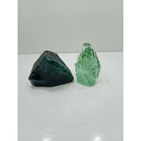 2 Stück 1106 Gr Roher Andara Kristall Monoatomisch Türkisgrün Und Dunkelgrün von MingonCrystalShop