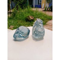 2 Stück 1634 Rohe Andara Kristallgrau Mit Faserwolke Im Inneren von MingonCrystalShop