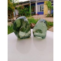 2 Stück 3, 8 Kg Schöne Andara Kristall Gelblich Grün Mit Weißer Faser Innen von MingonCrystalShop
