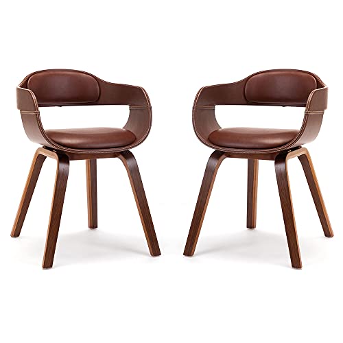 Mignone Esszimmerstühle Küchenstuhl Gepolsterter Stuhl Modernes Design Stühle Massivholz Ledersitz für Restaurant Wohnzimmer (Braun - Kunstleder, 2) von Mingone