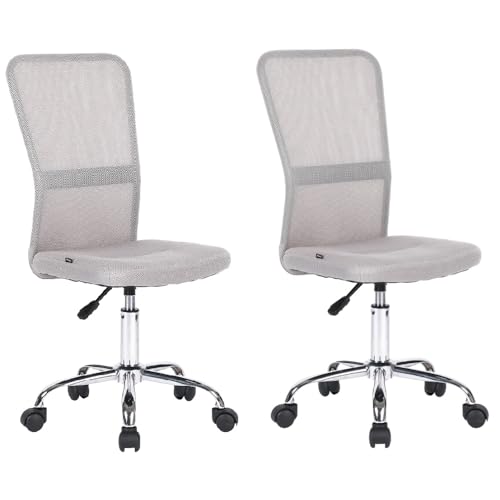 Mingone 2er-Set Bürostuhl Ergonomisch Schreibtischstuhl aus Mesh Höhenverstellbarer Drehstuhl 360° Drehbarer Computerstuhl mit Lendenwirbelstütze Belastbar bis 150kg, Grau von Mingone