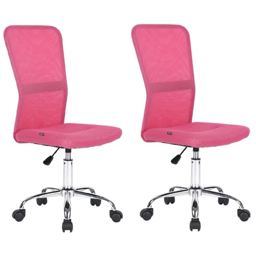 Mingone 2er-Set Bürostuhl Ergonomisch Schreibtischstuhl aus Mesh Höhenverstellbarer Drehstuhl 360° Drehbarer Computerstuhl mit Lendenwirbelstütze Belastbar bis 150kg, Rosa von Mingone