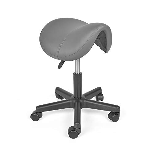 Mingone Sattelhocker Drehhocker Sattelstuhl Höhenverstellbar Bürohocker Ergonomisch Praxishocker mit Rollen 360 ° Drehung ，Grau von Mingone