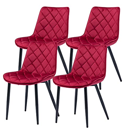 Mingone 4 x Esszimmerstühle 4er Set Küchenstuhl Polsterstuhl Samt Stuhl Design Modern mit Metall Beinen für Küche Wohnzimmer Esszimmer Hellgrau von Mingone